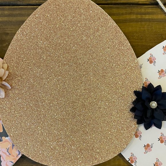 Easter Decoration Spring Home Door Hanger 3 Eggs Rose Gold Floral Peach Navy - Picture 7 of 15